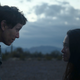 Frances McDormand and director Chloé Zhao on the set of Nomadland.
